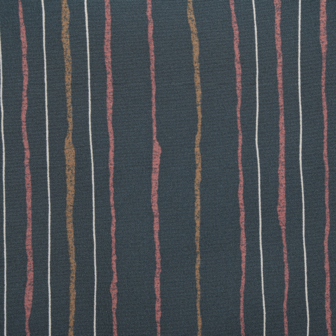 小紋 洗える着物 袷 身丈156cm 裄丈67cm ポリエステル Bランク Mサイズ 広衿 インフォーマル よろけ縞 紺系 緑系 1215-00971