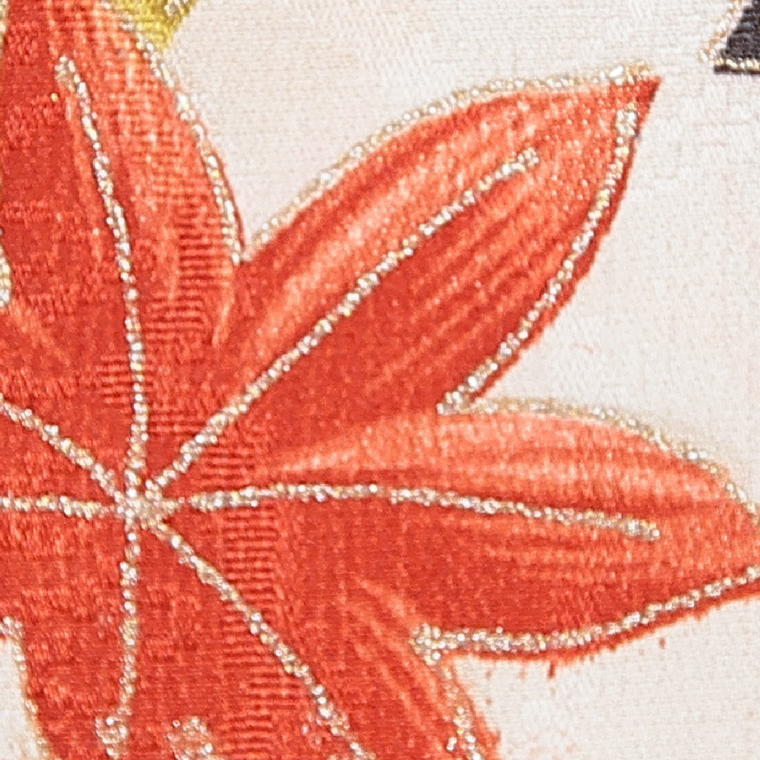 アンティーク 小紋 袷 身丈148cm 裄丈62cm 正絹 Bランク XSサイズ バチ衿 菊 紅葉 クリーム系 多色系 1215-15625