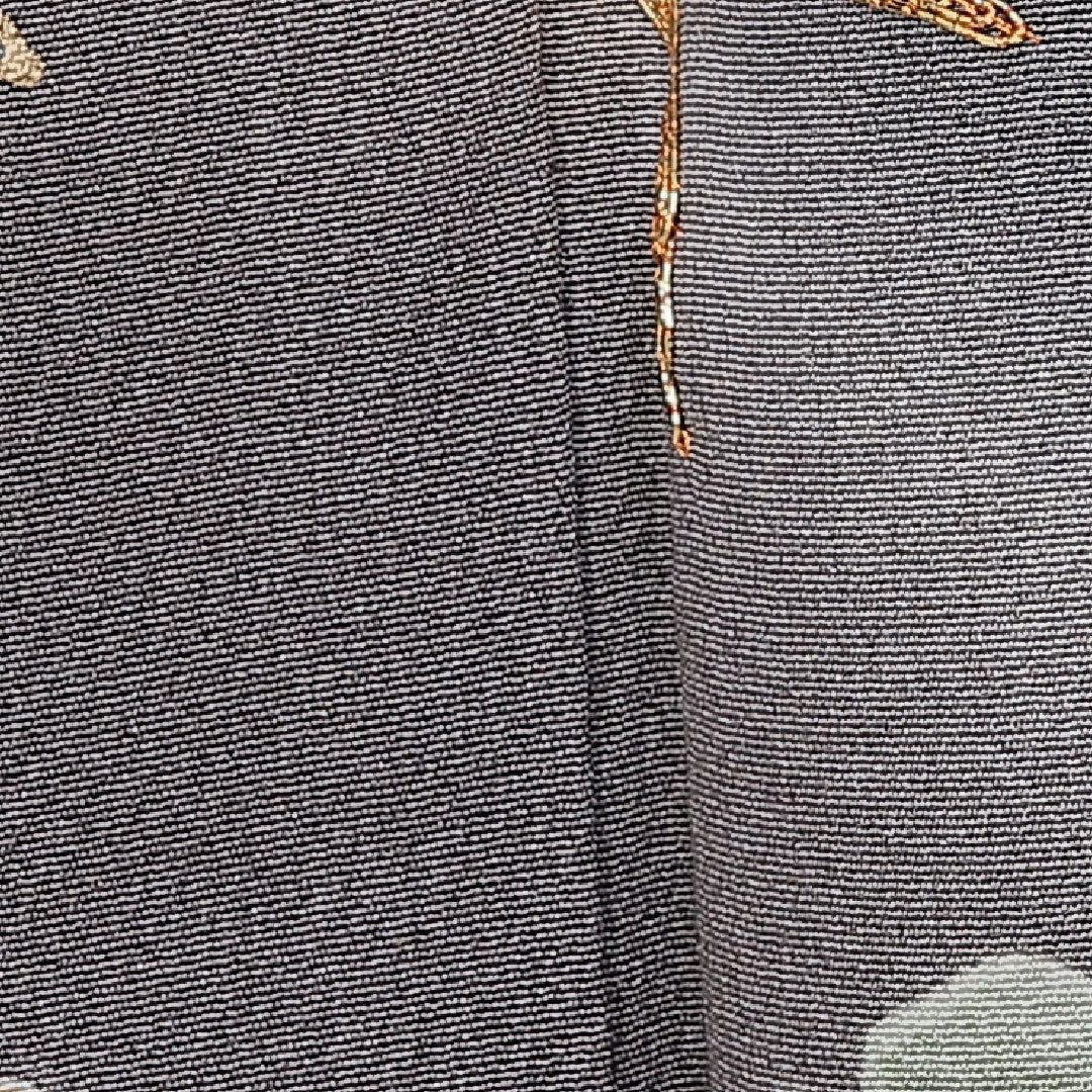 色留袖 三つ紋 丸に三つ柏 身丈162cm 裄丈65cm Sランク 正絹 袷 比翼 広衿 L 金駒刺繍 鶴 梅 松 セミフォーマル グレー系 1211-F0305