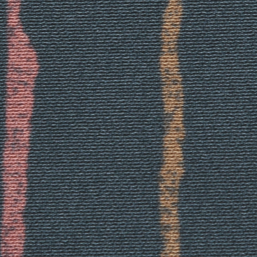 小紋 洗える着物 袷 身丈156cm 裄丈67cm ポリエステル Bランク Mサイズ 広衿 インフォーマル よろけ縞 紺系 緑系 1215-00971