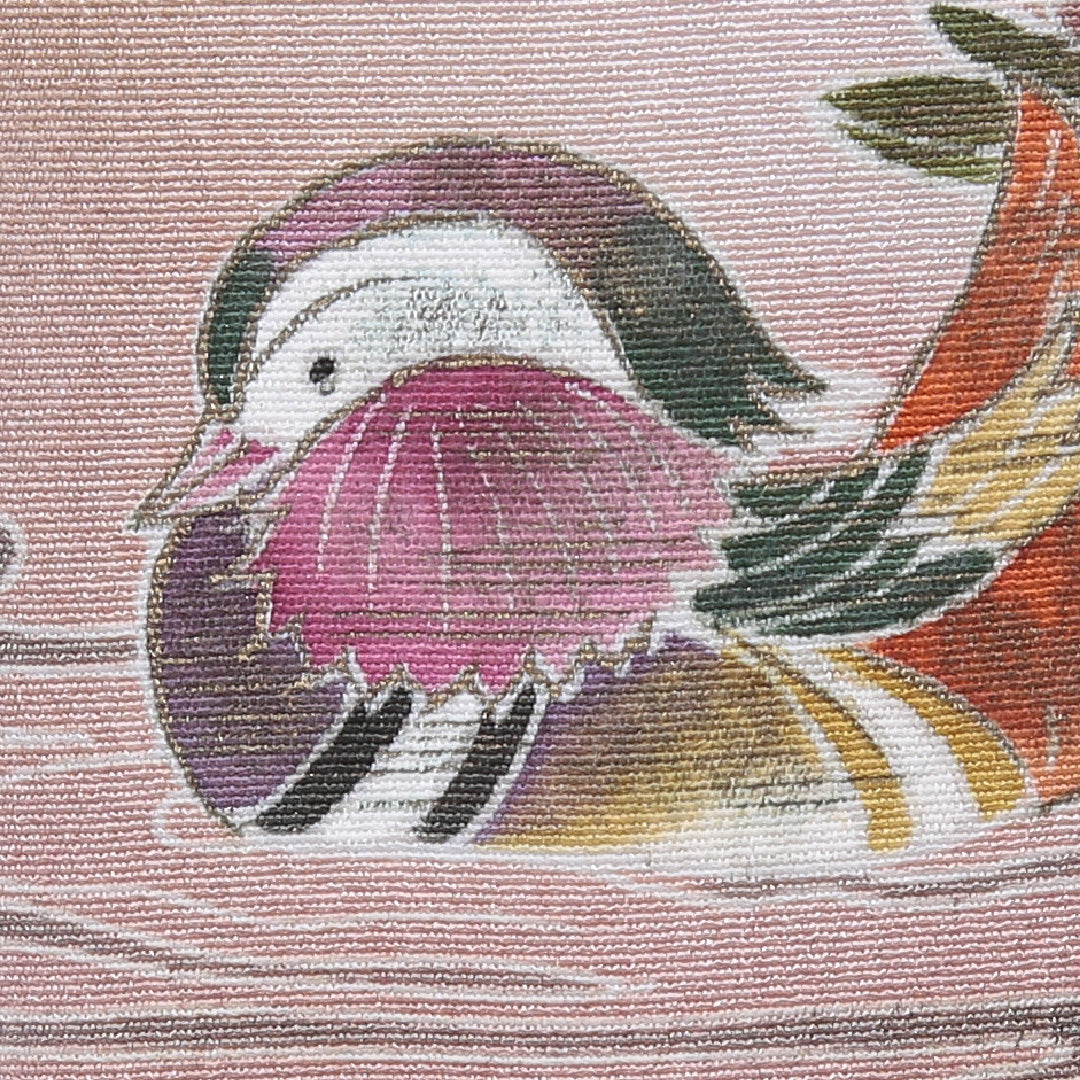 訪問着 袷 身丈160~164cm 裄63cm 正絹 鴛鴦 ぼかし ピンク系 Aランク 1212-00573