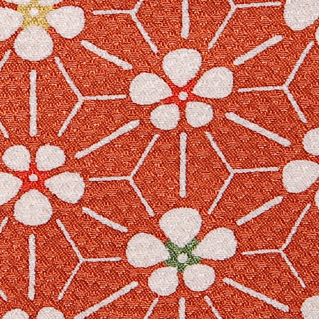 小紋 身丈162cm 裄丈64cm L 正絹 Aランク 袷 広衿 梅 麻の葉 レトロ 1215-11047