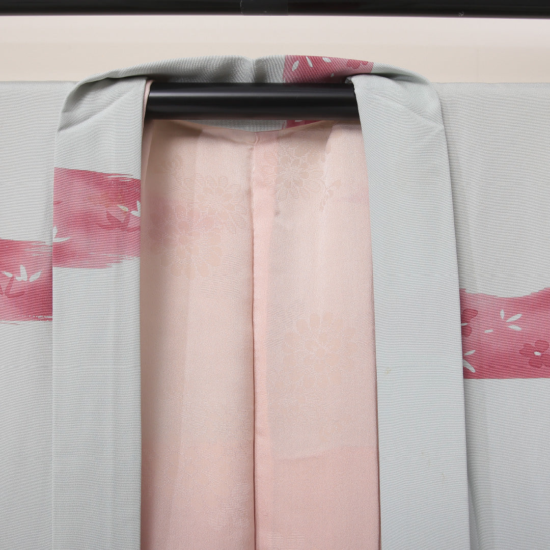 羽織 袷 身丈84cm 裄丈63cm 正絹 Cランク カジュアル Sサイズ 菊 紅葉 グレー系 HP 1232-06122