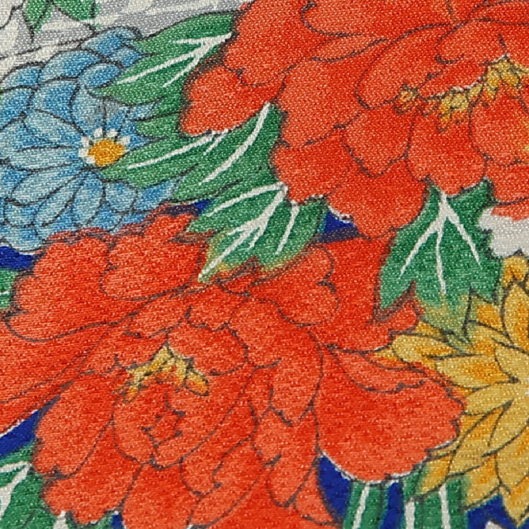 振袖 身丈157cm 裄丈65cm Cランク 袷 正絹 S 広衿 吉祥文様 組紐 古典柄 花柄 青系 1213-F0428