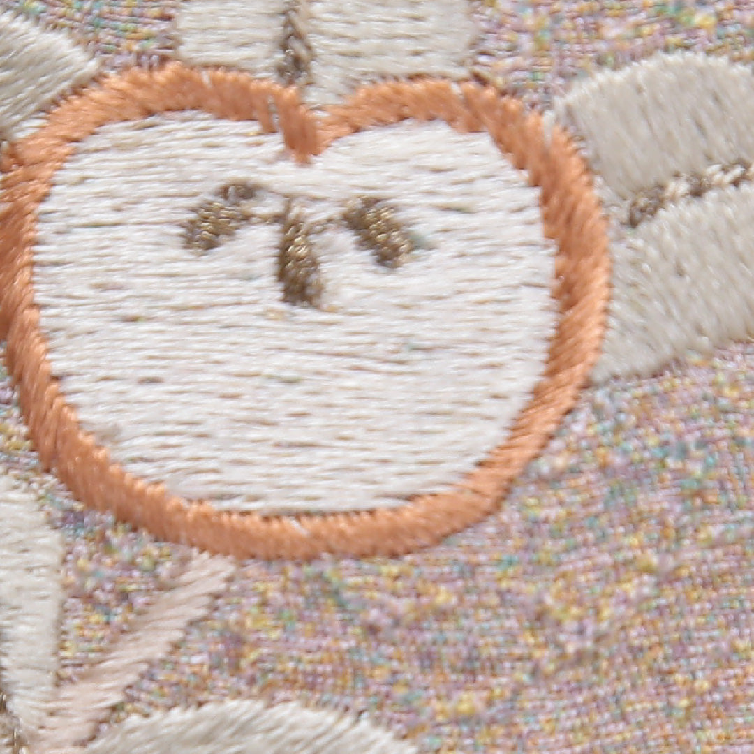 付下げ 袷 身丈155~159cm 裄63cm 正絹 刺繍 柿 ぼかし 作家物 ベージュ系 ふくれ織 しつけ糸 Sランク 1212-00640