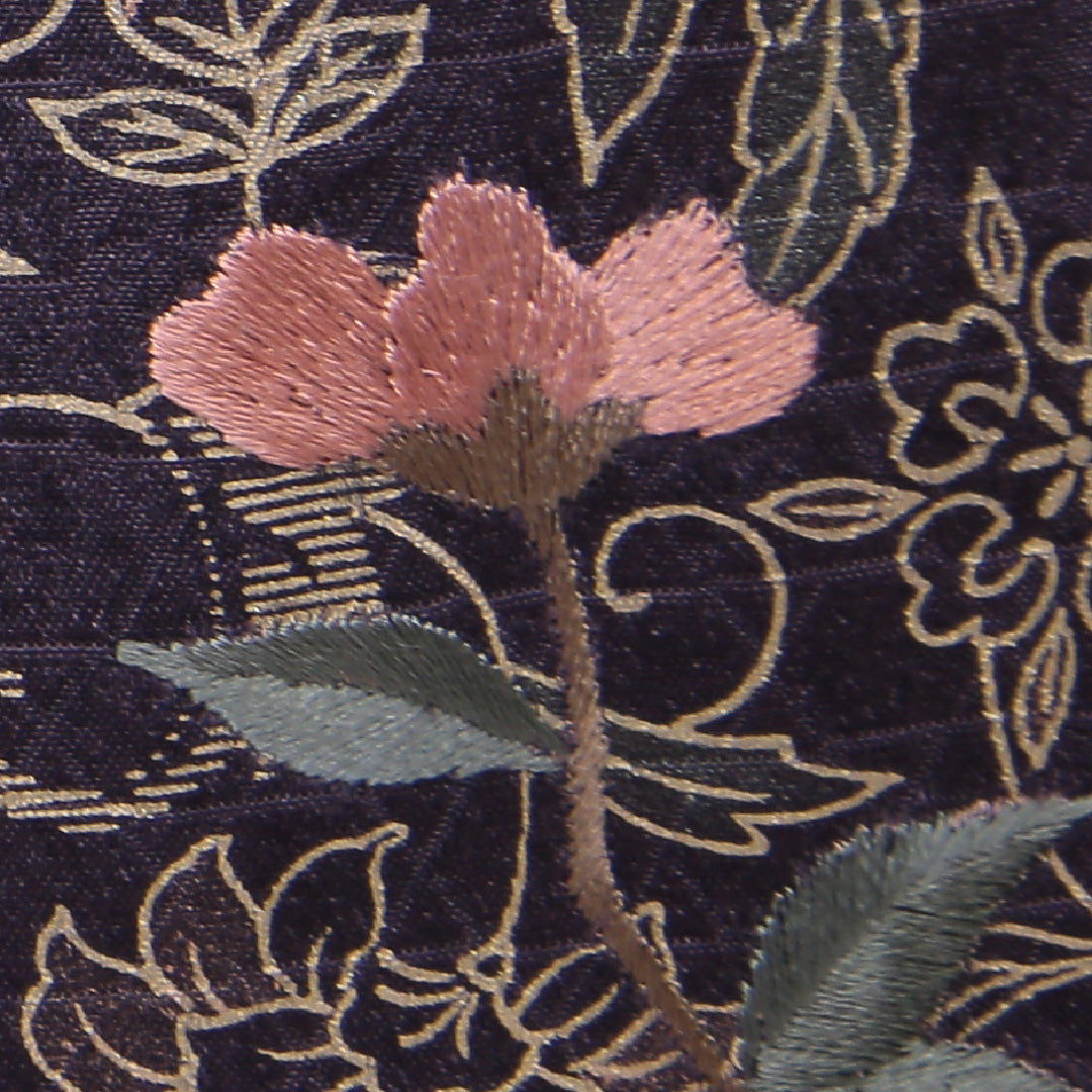 訪問着 袷 身丈160~164cm 裄63.5cm 正絹 蘇州刺繡 唐花 鱗柄 紫系 Sランク 1212-00580