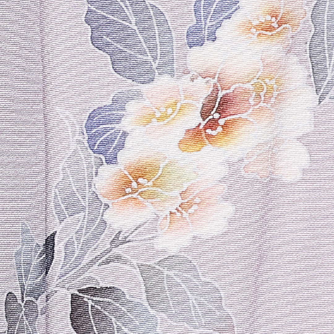 訪問着 袷 身丈154cm 裄63cm 正絹 人物 手描き 桜 作家物 落款 Bランク 1212-00720