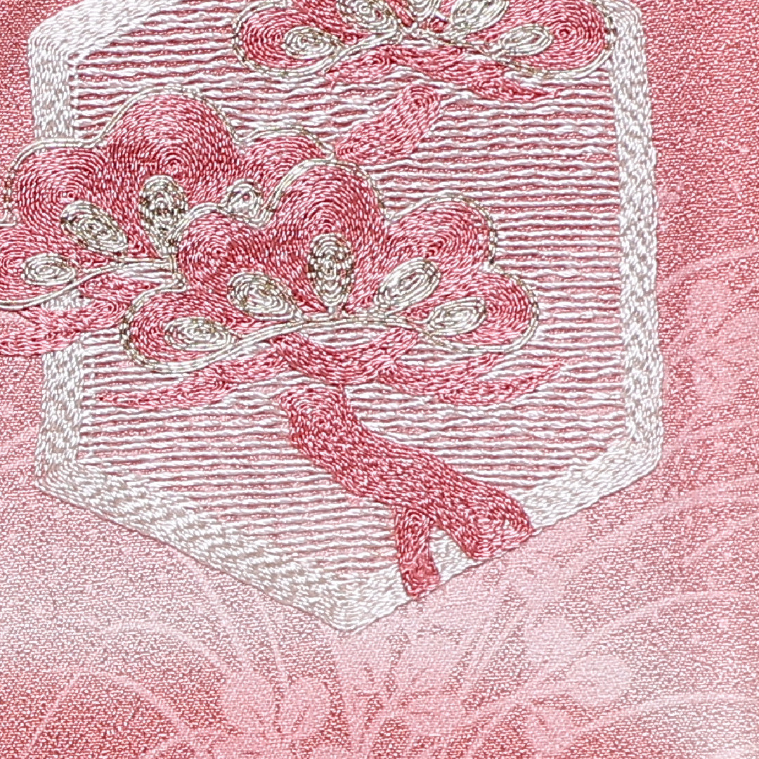 金駒刺繍 訪問着 袷 身丈155cm 裄63cm 正絹 エ霞 亀甲 笠松 ぼかし Sランク 1212-00726