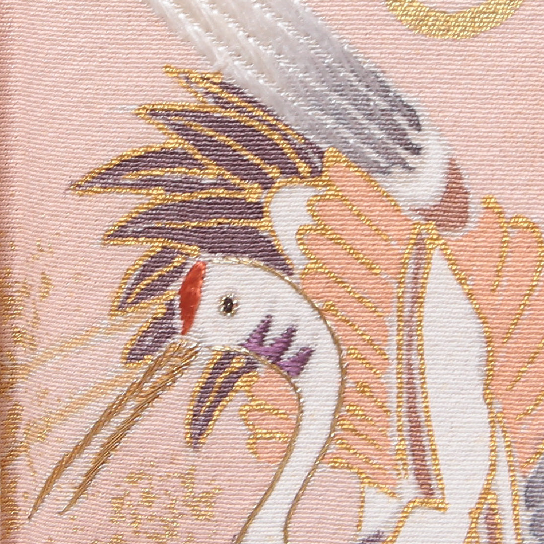 色留袖 袷 身丈156cm 裄65cm 正絹 三つ紋 切嵌め 吉祥文様 花喰い鳥 蘇州刺繡 丸に剣片喰 紫系 Aランク 1211-00153
