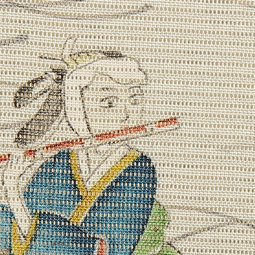 小紋 夏物 絽 身丈156cm 裄丈64cm 正絹 Cランク Mサイズ 広衿 インフォーマル 人物 ベージュ系 1215-14937
