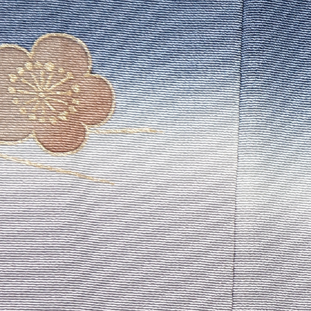 付下げ 身丈156cm 裄丈63cm Bランク M 正絹 袷 広衿 クラシカル 金駒刺繍 ぼかし 菊 桜 梅鉢 インフォーマル 青系 1261-11950
