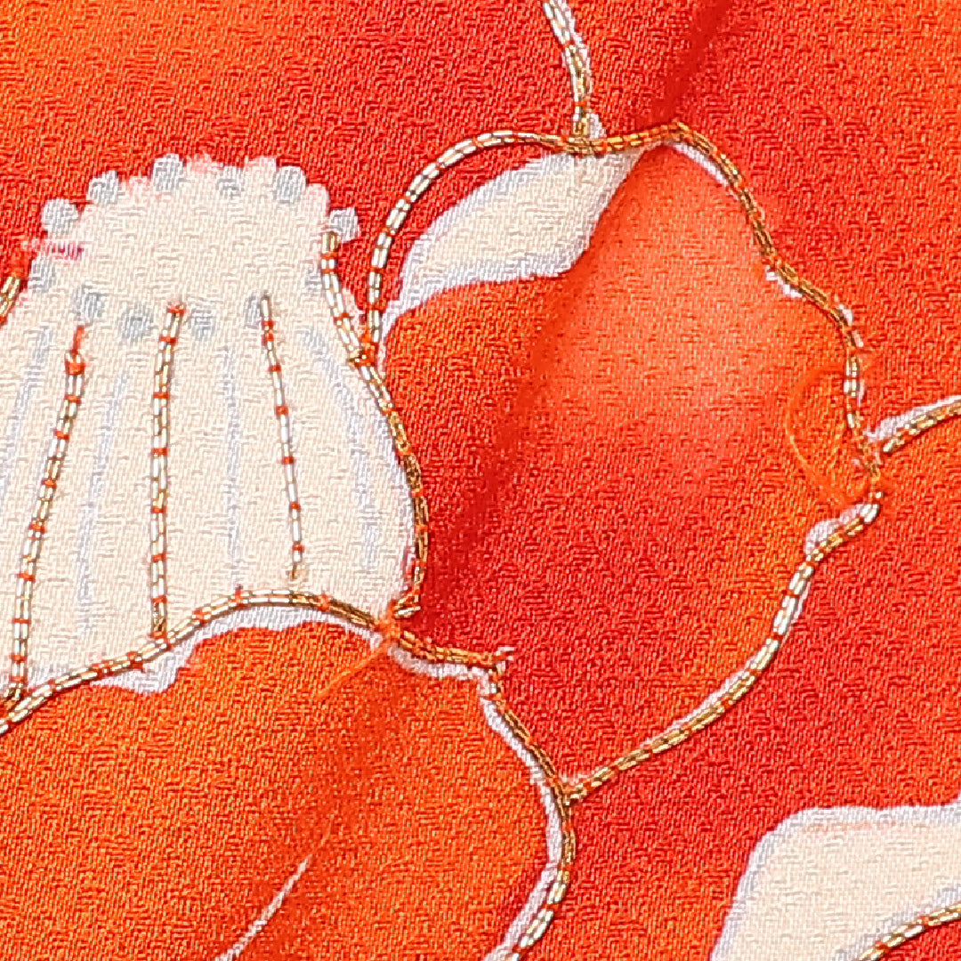 金駒刺繍 付下げ 袷 身丈151cm 裄63.5cm 正絹 牡丹 ぼかし Bランク 1212-00704
