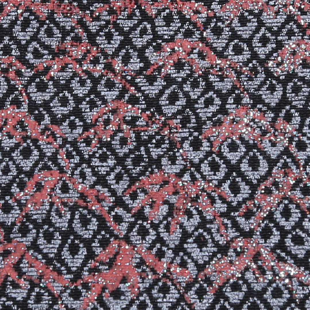 小紋 袷 身丈146cm 裄丈63cm 正絹 Sランク XSサイズ 広衿 インフォーマル 織り出し 笹 黒系 銀系 1215-02042