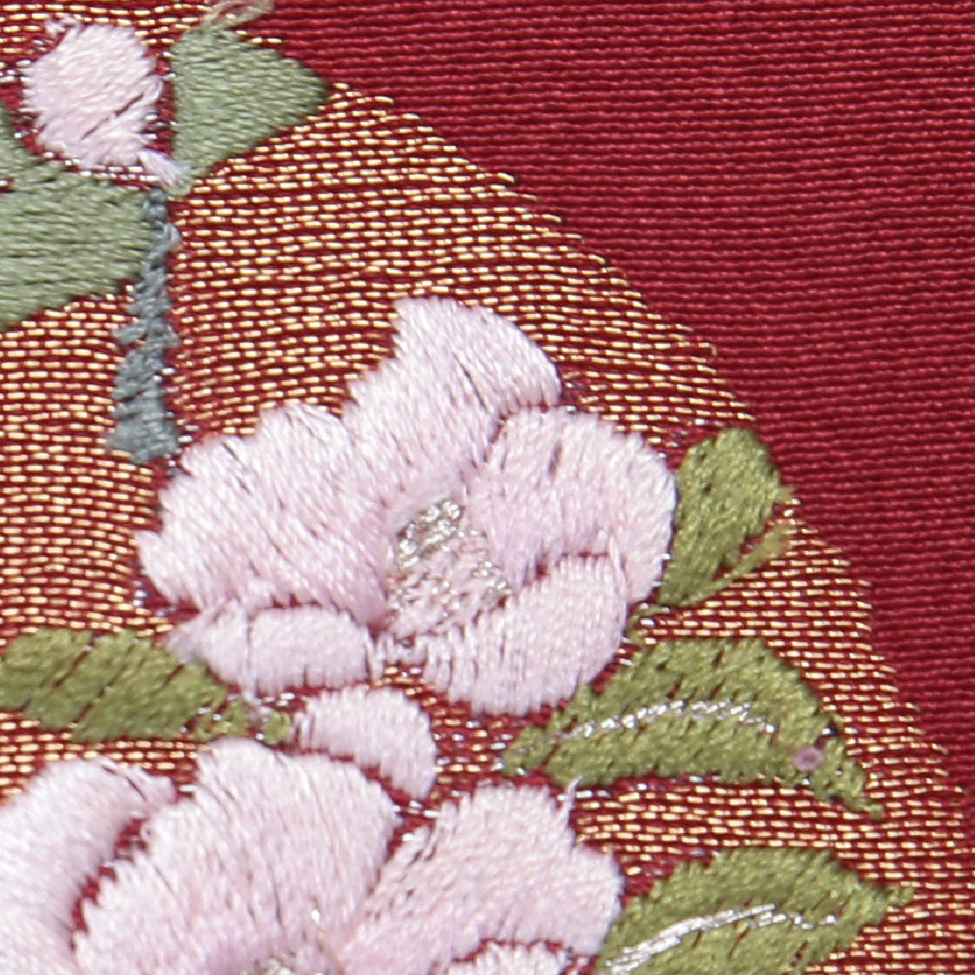 付下げ 袷 身丈160~164cm 裄68cm 正絹 丸文 刺繍 葡萄 赤系 Sランク 1212-00584