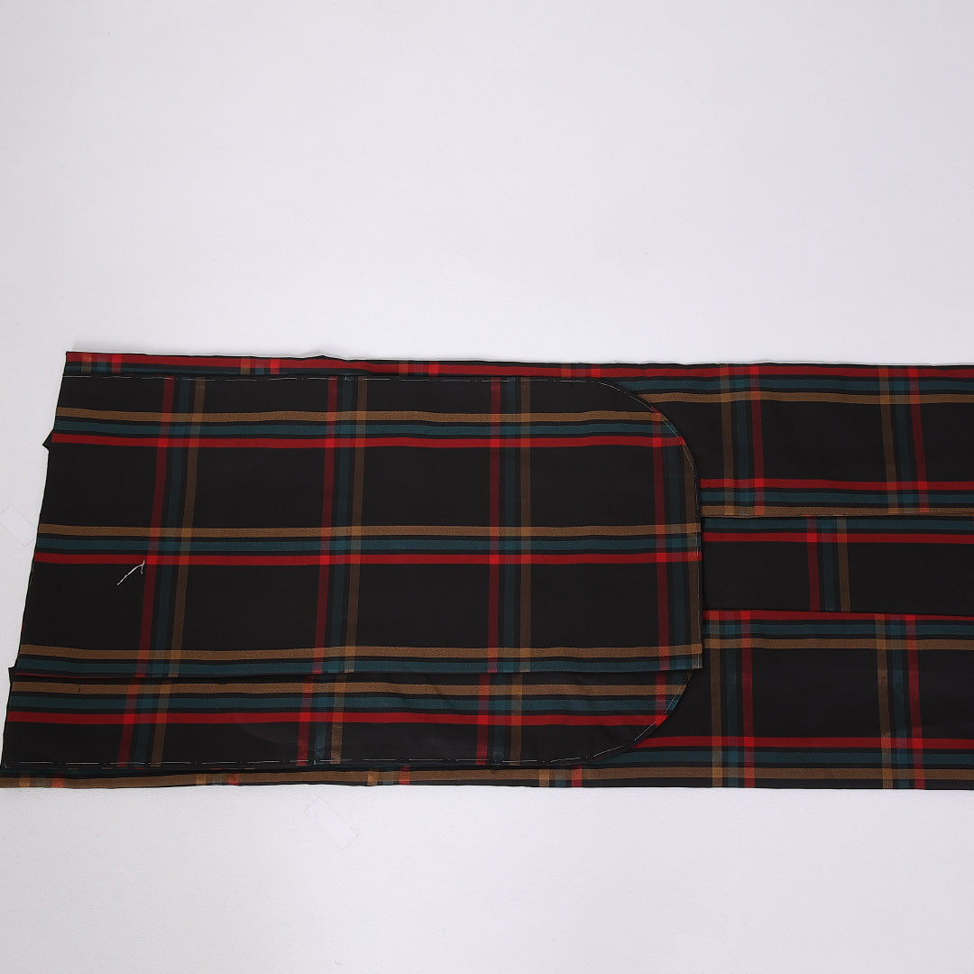 道行コート (大島紬) 袷 身丈83cm 裄丈65cm 正絹 Sランク インフォーマル Mサイズ 格子 黒系 RP 1237-10741