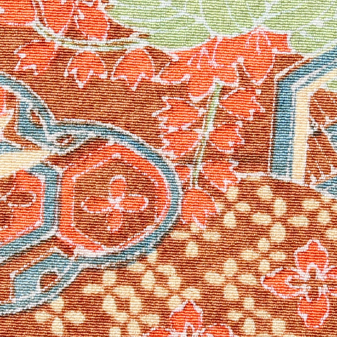 新古品 小紋 袷 身丈153cm 裄丈62cm 正絹 Nランク Sサイズ バチ衿 インフォーマル ちりめん 吉祥文様 桐 しつけ糸 茶系 1215-01890