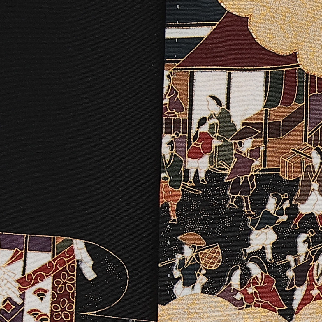 黒留袖 五つ紋 亀甲 京友禅作家 松尾光琳 身丈153cm 裄丈62cm Sランク 正絹 袷 比翼 広衿 S 落款 京洛百景 フォーマル 上品 華やか 黒系 1211-F0622