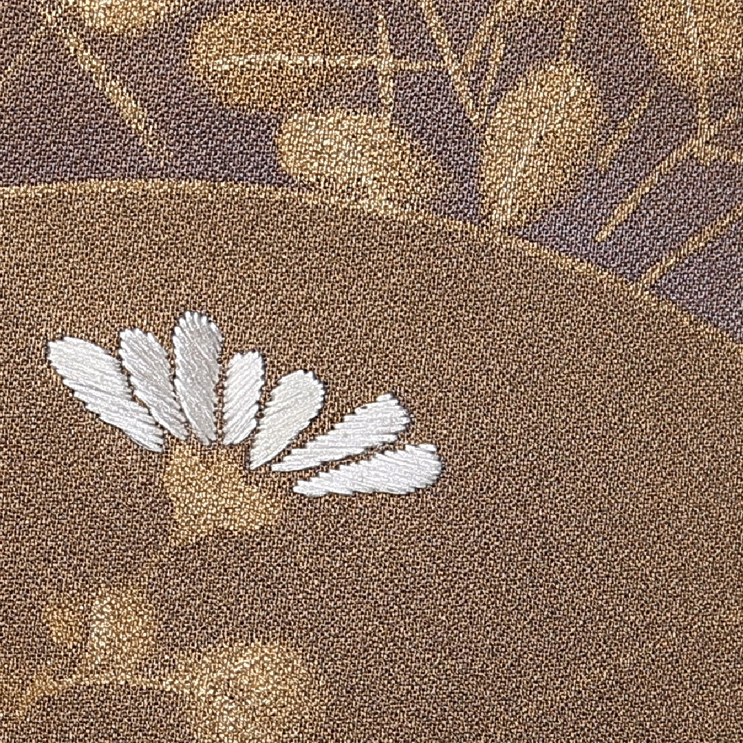 訪問着 身丈161cm 裄丈63.5cm 正絹 Sランク 袷 広衿 金彩 檜扇 菊 萩 刺繍 ぼかし しつけ糸 1212-10387