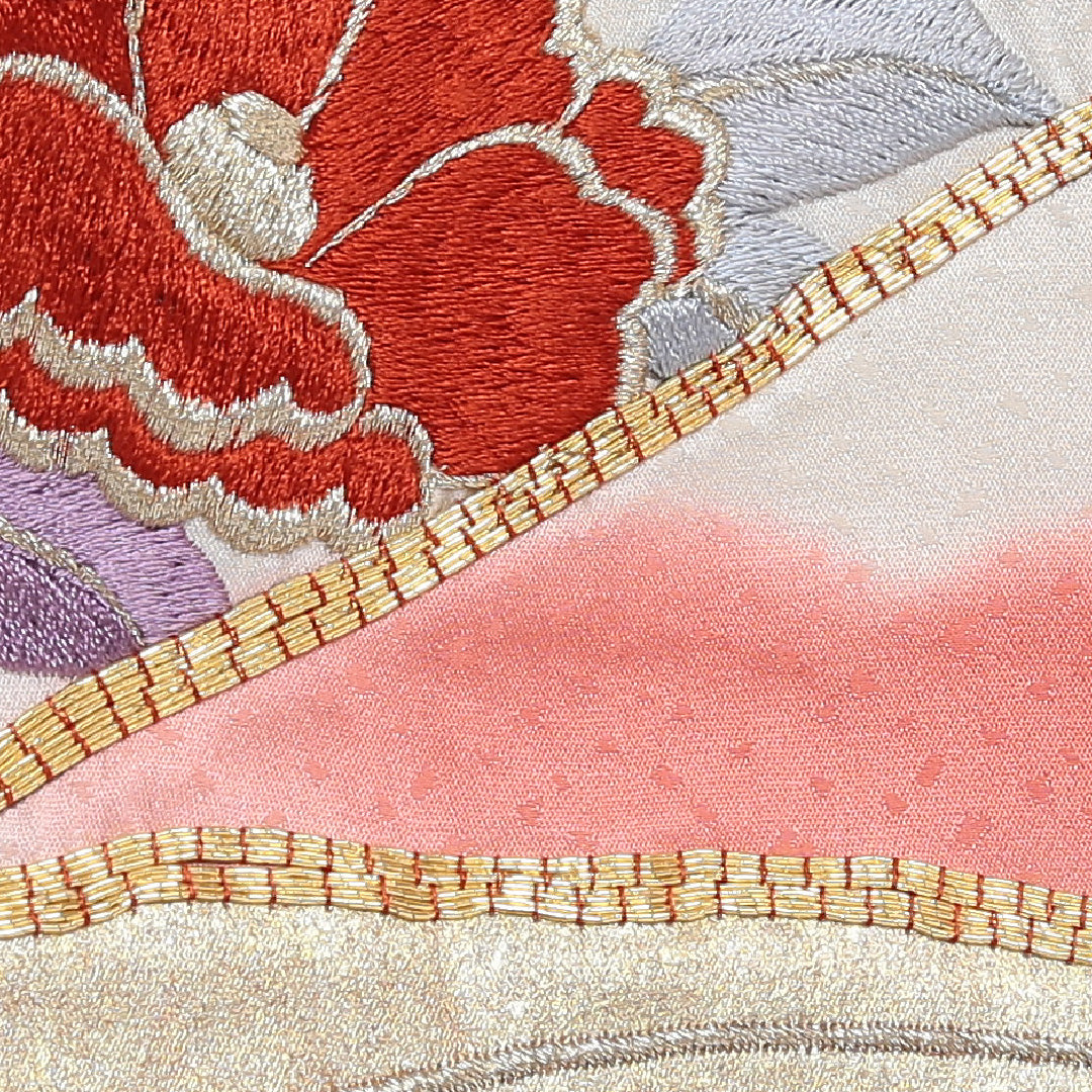 振袖 身丈160cm 裄丈64.5cm Cランク 袷 正絹 広衿 金駒刺繍 唐織 刺繍 1213-F0048