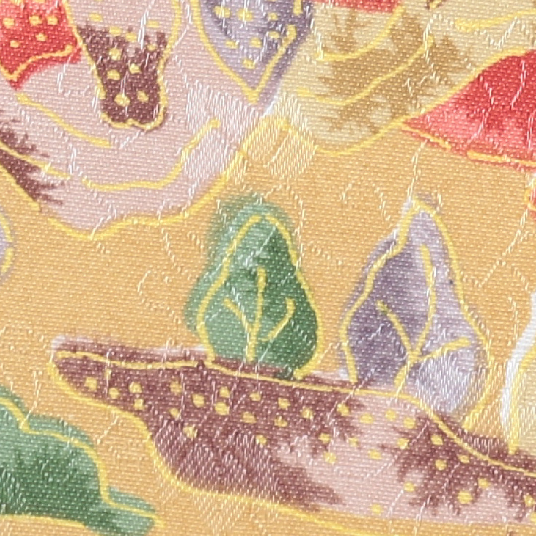 小紋 洗える着物 袷 身丈161cm 裄丈64cm ポリエステル Aランク Lサイズ 広衿 インフォーマル 茶屋辻 黄系 1215-01596