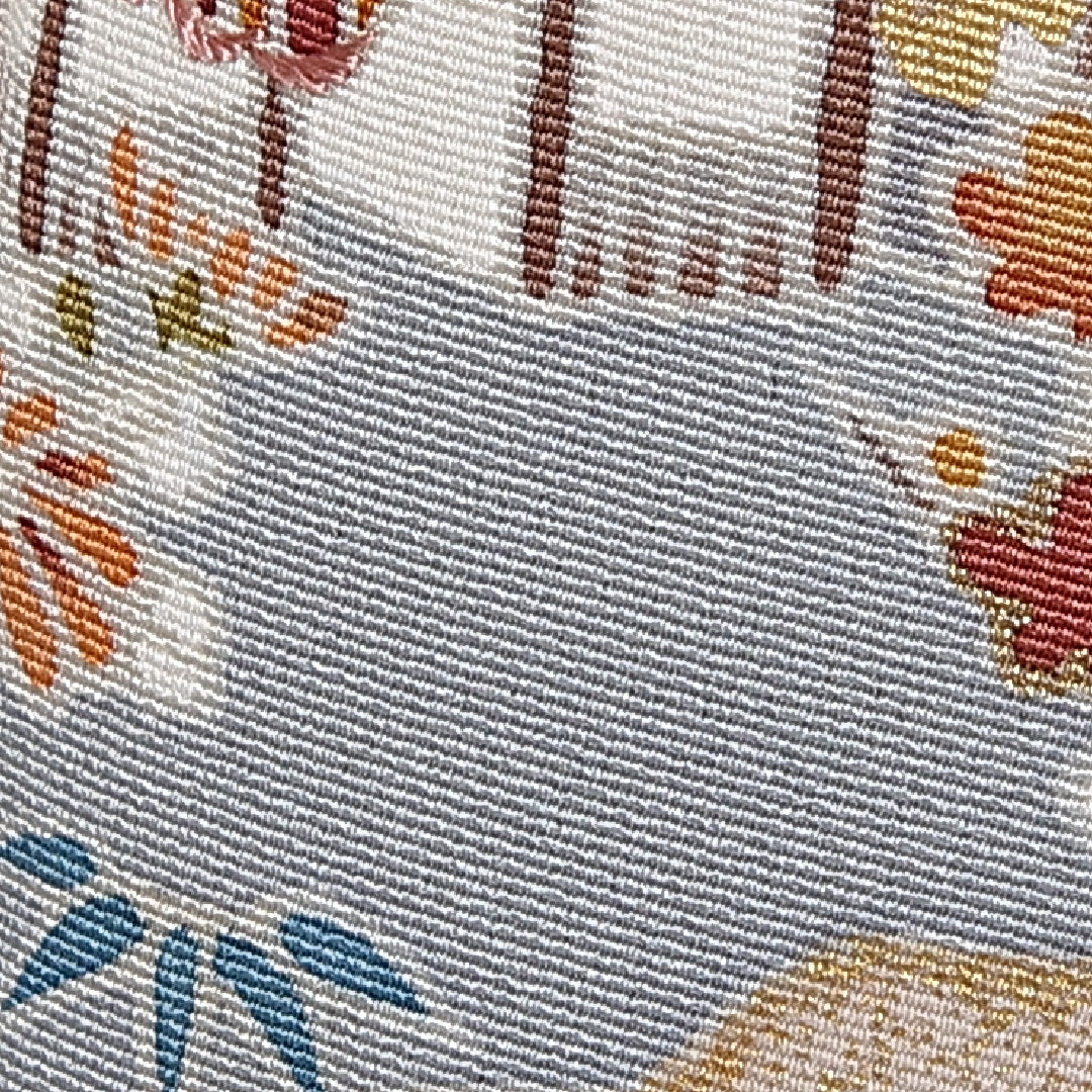訪問着 身丈159cm 裄丈61.5cm Aランク 袷 一つ紋 正絹 広衿 剣片喰 刺繍 茶屋辻 風景 1212-10207