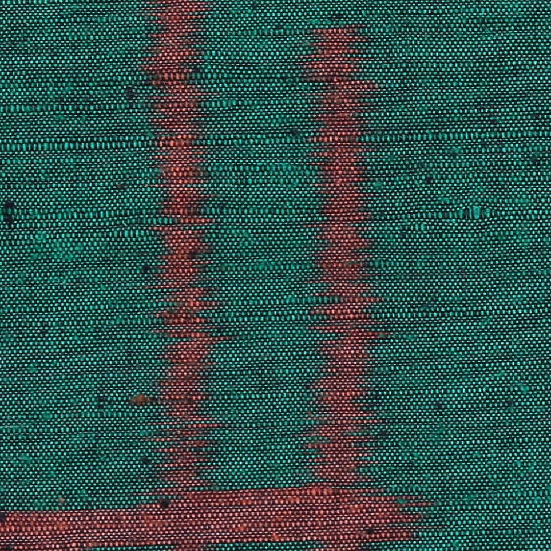 紬(真綿紬) 袷 身丈157cm 裄丈62cm 正絹 Sランク Mサイズ 広衿 カジュアル 創作柄 緑系 1216-03161