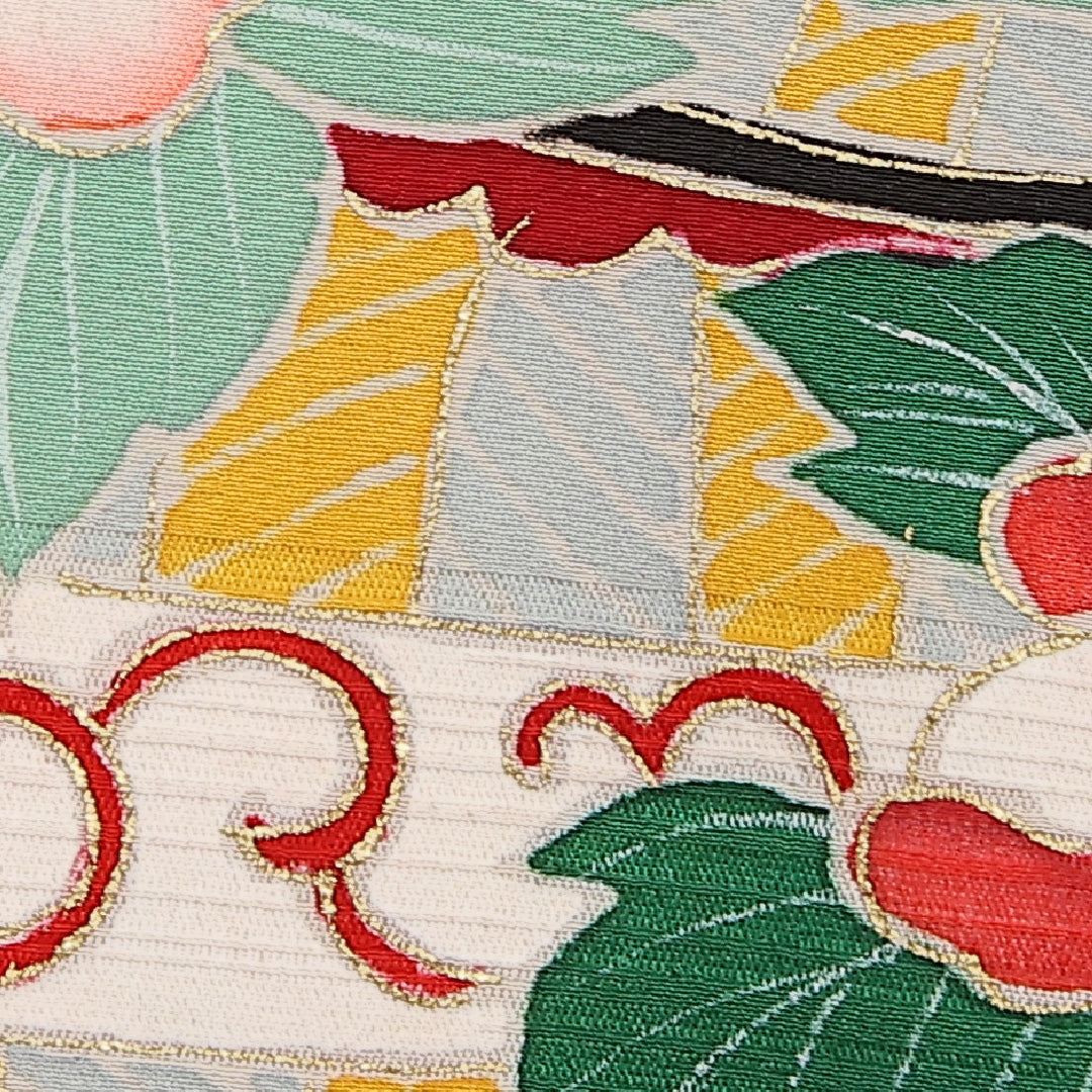 アンティーク 訪問着 袷 身丈154cm 裄丈62cm Cランク 正絹 バチ衿 Sサイズ 刺繍 花瓶 独創的 華やか ピンク系 1212-13523