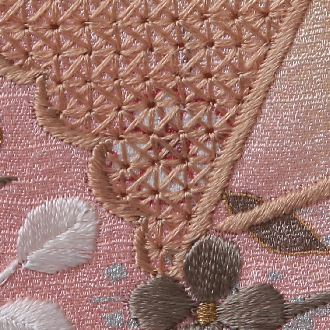 訪問着 袷 身丈160~164cm 裄64cm 正絹 桜 刺繍 クリーム系 Aランク 1212-00612