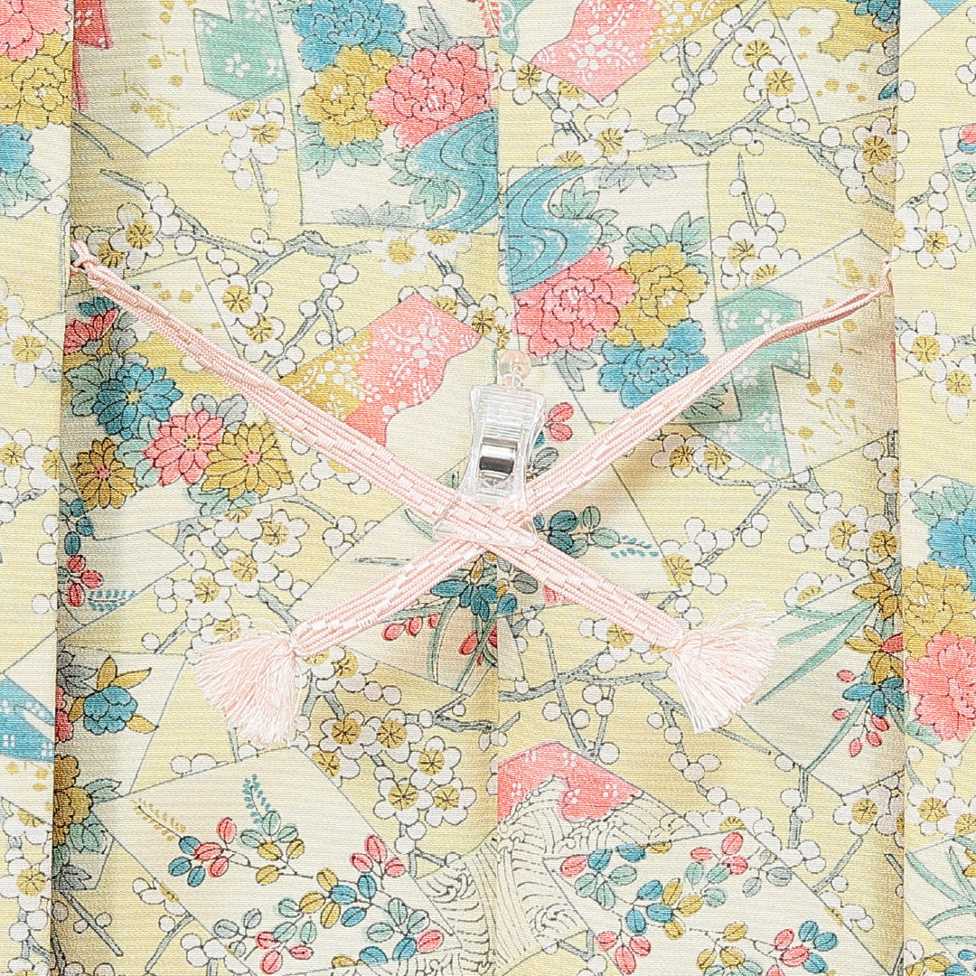 未使用品 羽織 袷 身丈82cm 裄丈62cm 正絹 Nランク カジュアル Sサイズ 紐あり しつけ糸 色紙 梅 クリーム系 RP 1232-14738