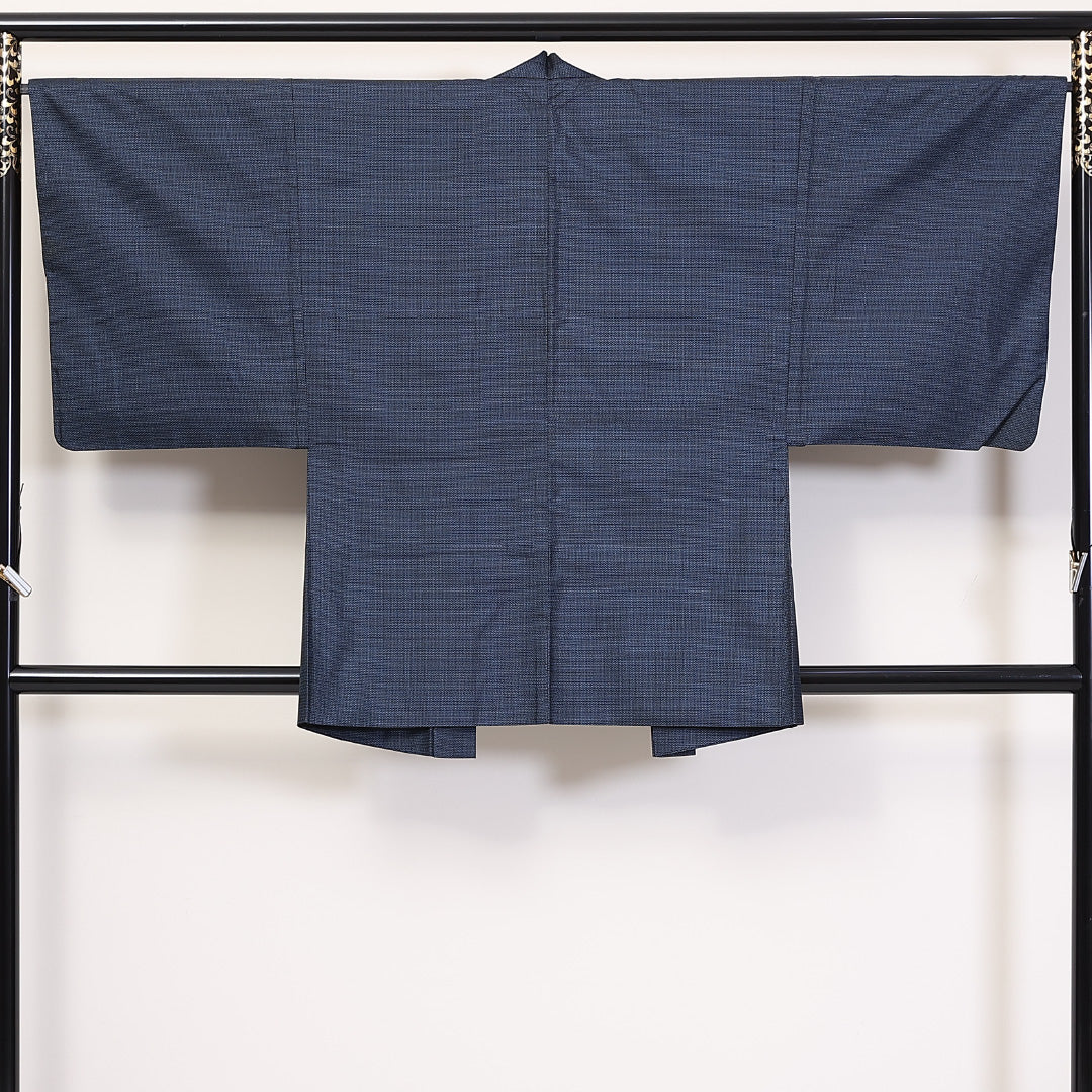 アンサンブル 男着物 (本場大島紬) 袷 身丈137cm 裄丈65cm 正絹 Sランク インフォーマル 棒衿 Sサイズ 証紙 亀甲 青系 PO 1224-06238