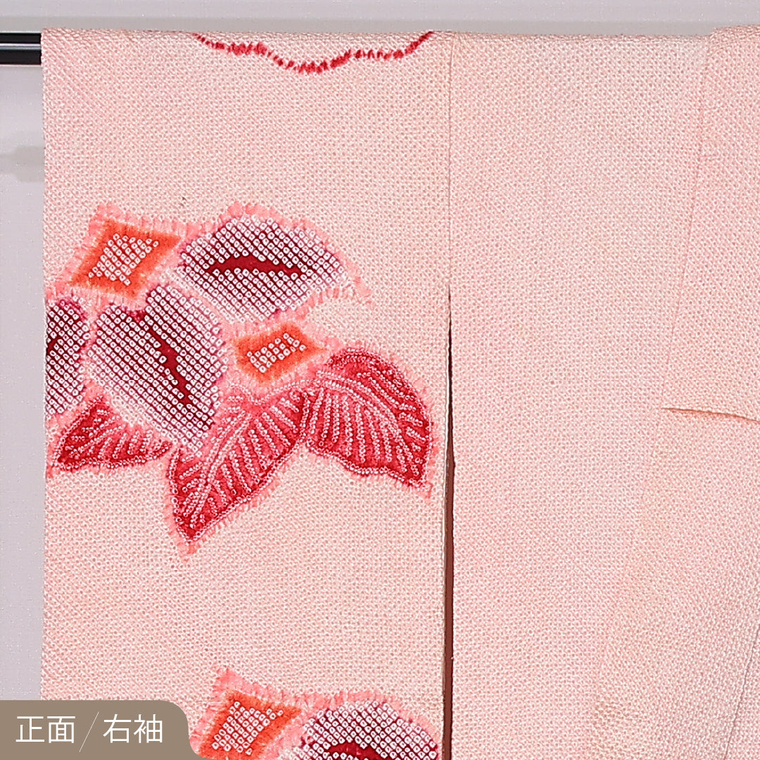 振袖 袷 身丈163cm 裄丈63cm 正絹 Bランク フォーマル 広衿 Lサイズ 花柄 ピンク系 RP 1215-06767