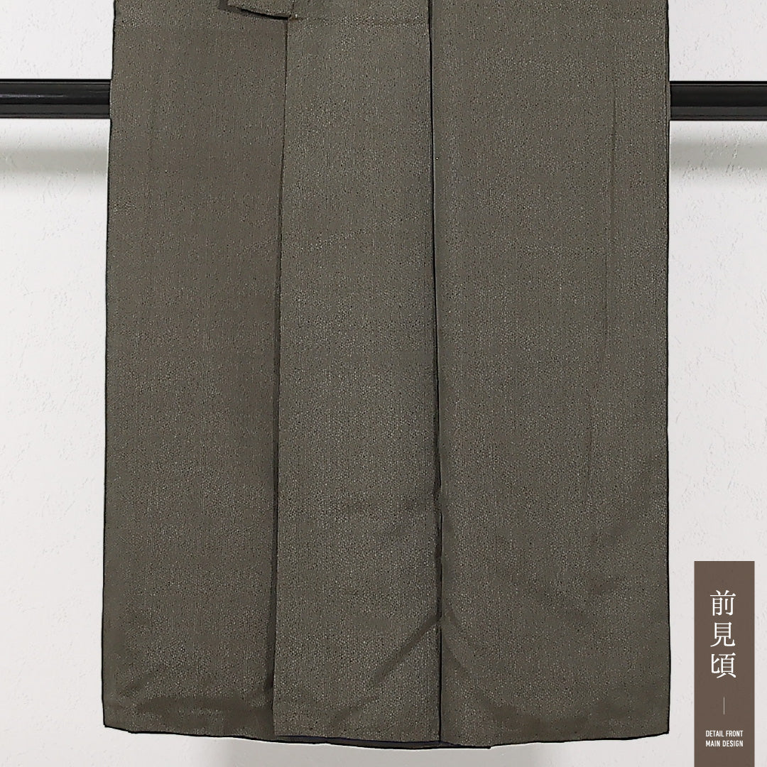 男着物 袷 身丈135cm 裄丈64cm 正絹 Cランク カジュアル 棒衿 XLサイズ 茶系 RP 1224-17462