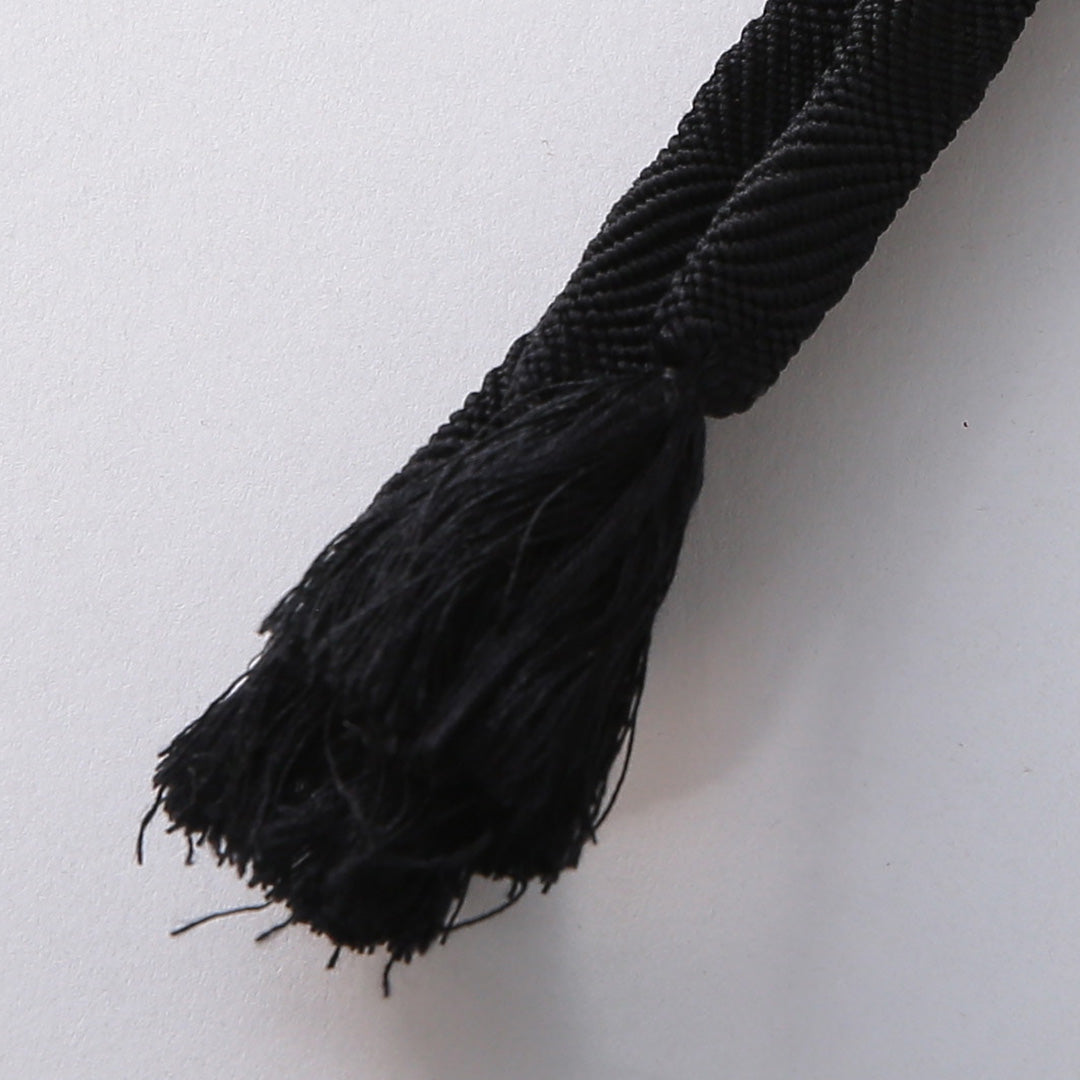 未使用品 帯締め・帯揚げセット 弔事用 正絹 平組紐 ちりめん 黒系 1254-01071