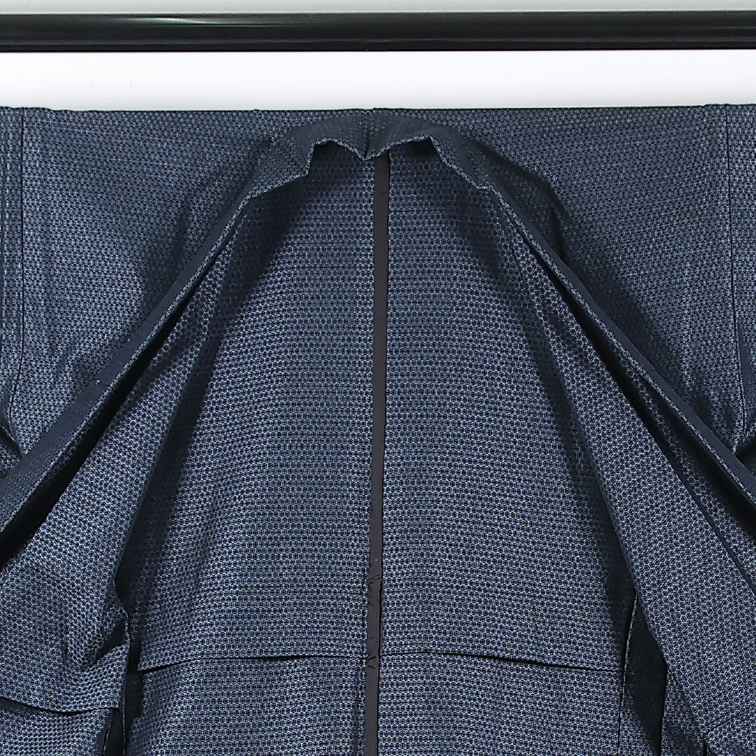 アンサンブル 男着物 (紬) 袷 身丈141cm 裄丈68cm 正絹 Sランク インフォーマル 棒衿 Sサイズ 亀甲 紺系 RP 1224-17364