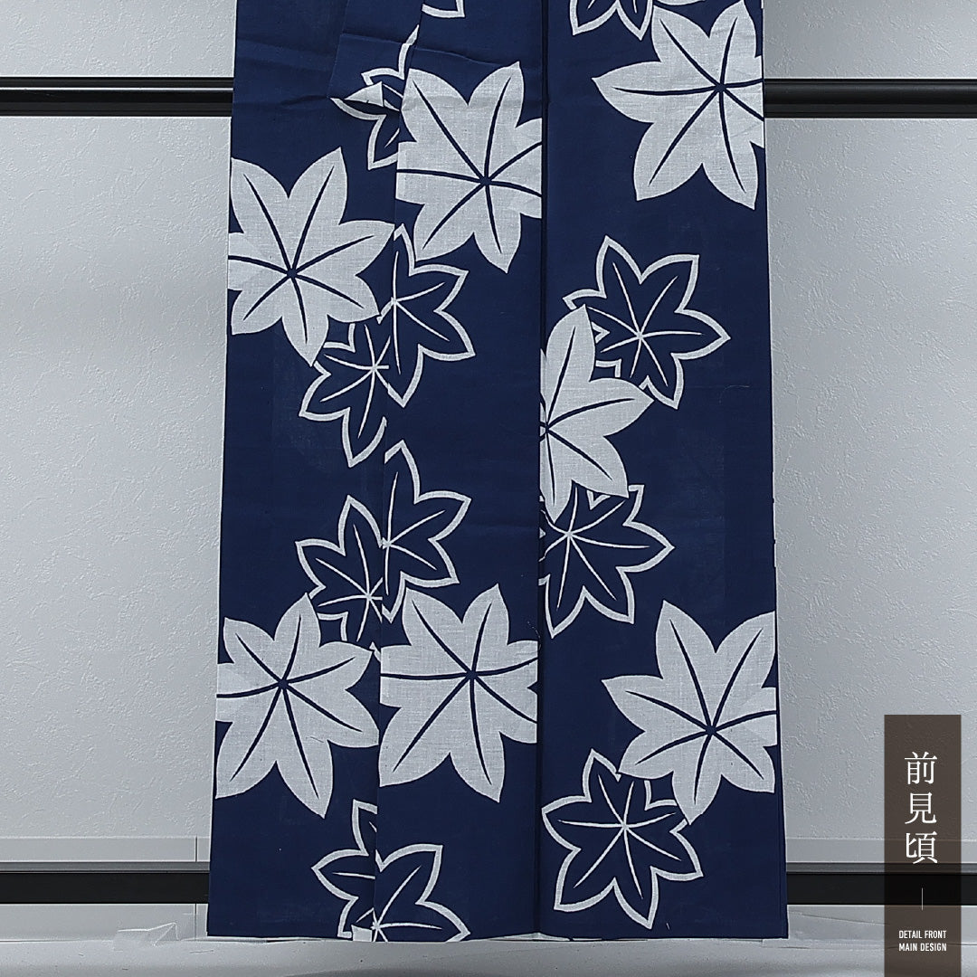 夏物 洗える着物 木綿の浴衣 身丈155cm 裄丈63cm 木綿 Aランク カジュアル バチ衿 XSサイズ 居敷当て 肩当て 楓 青系 RP 1225-17256