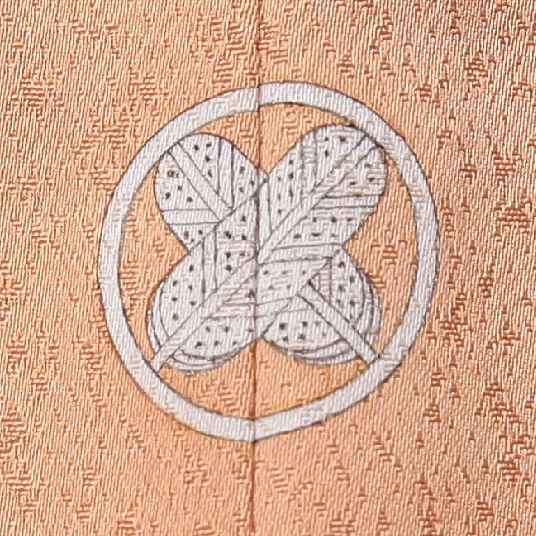 色留袖 袷 身丈156cm 裄62cm 正絹 一つ紋 金駒刺繡 切嵌め 丸に違い鷹の羽 日向紋 朱系 Aランク 1211-00147