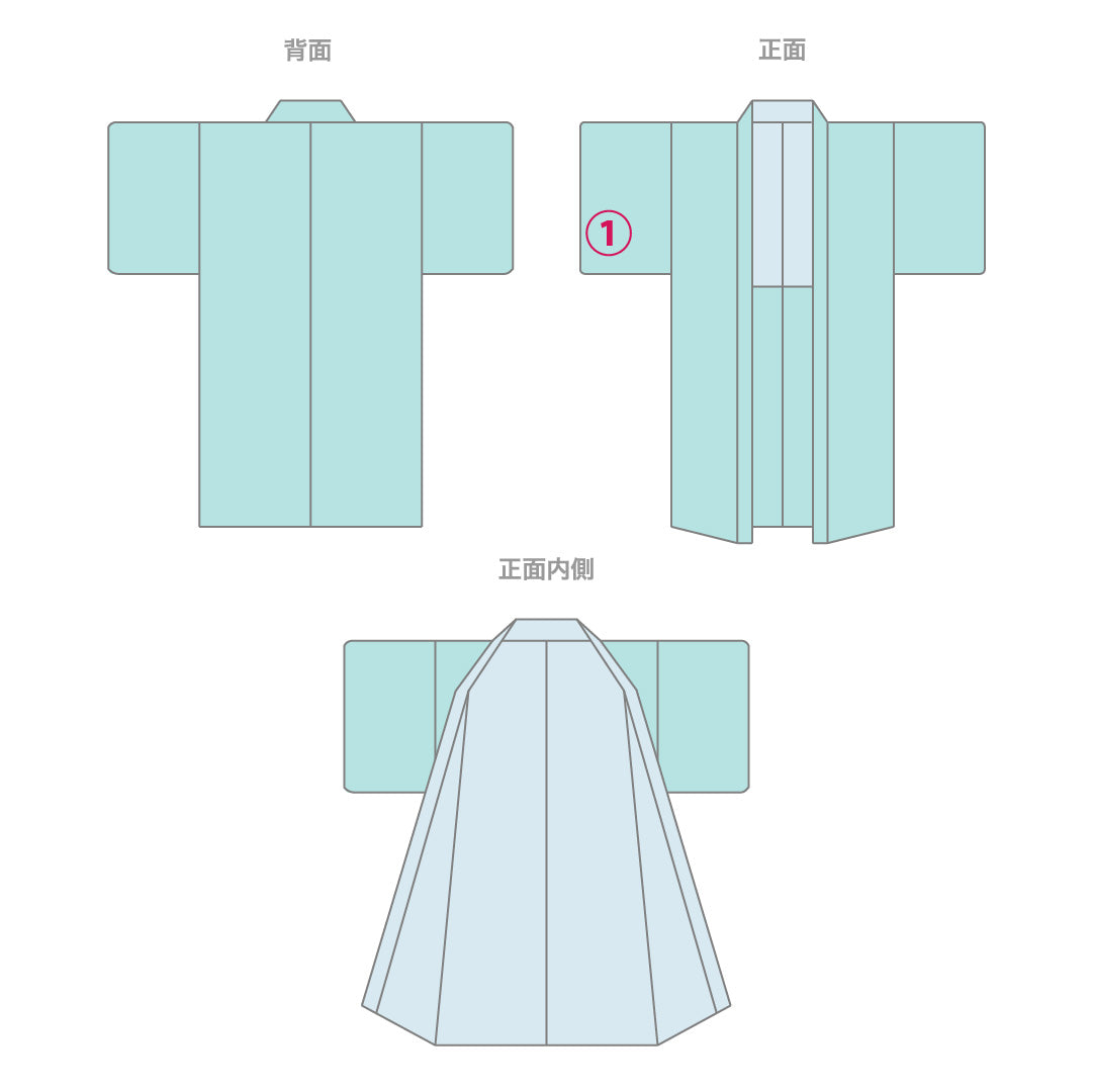 洗える着物 羽織 袷 身丈78cm 裄丈64cm ポリエステル Bランク カジュアル Mサイズ ぼかし染 紐あり 植物柄 緑系 HP 1232-12078
