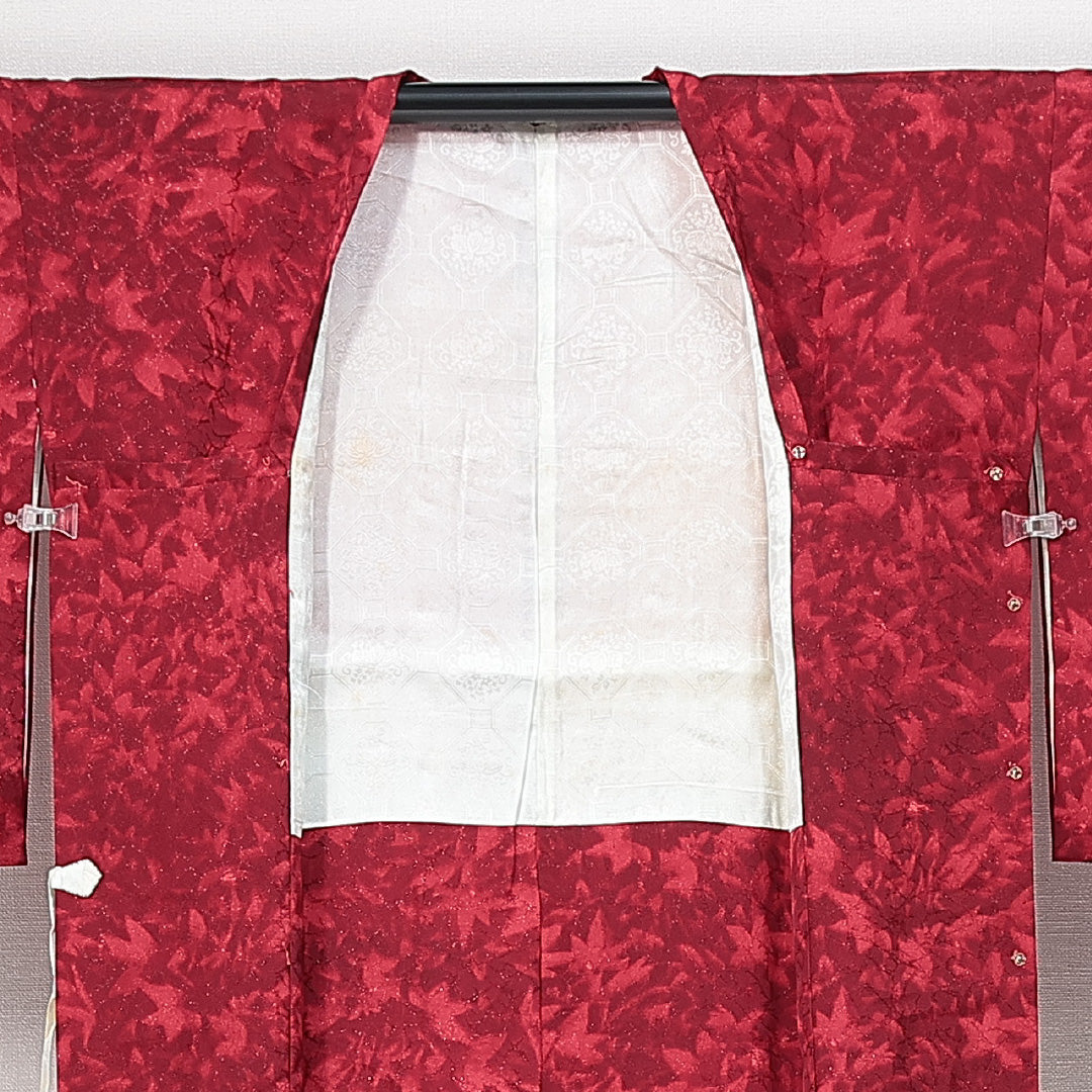 道行コート 袷 身丈81cm 裄丈65cm 正絹 Aランク セミフォーマル Mサイズ 紅葉 赤系 HP 1237-14811