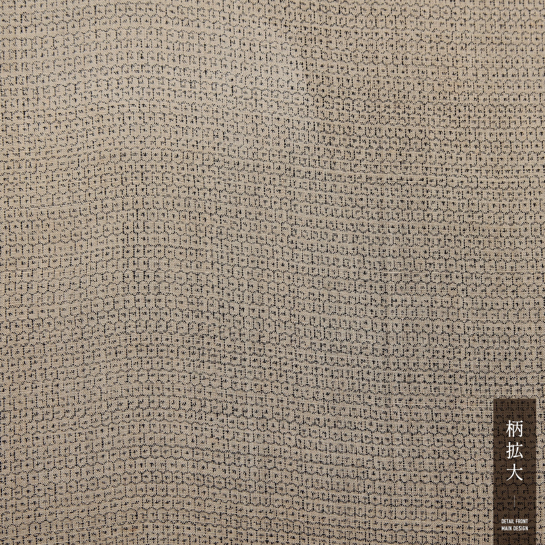 男着物 夏物 洗える着物 身丈137cm 裄丈63cm Cランク 麻 棒衿 Sサイズ カジュアル 亀甲 シック 淡い ベージュ系 クリーム系 1219-14288