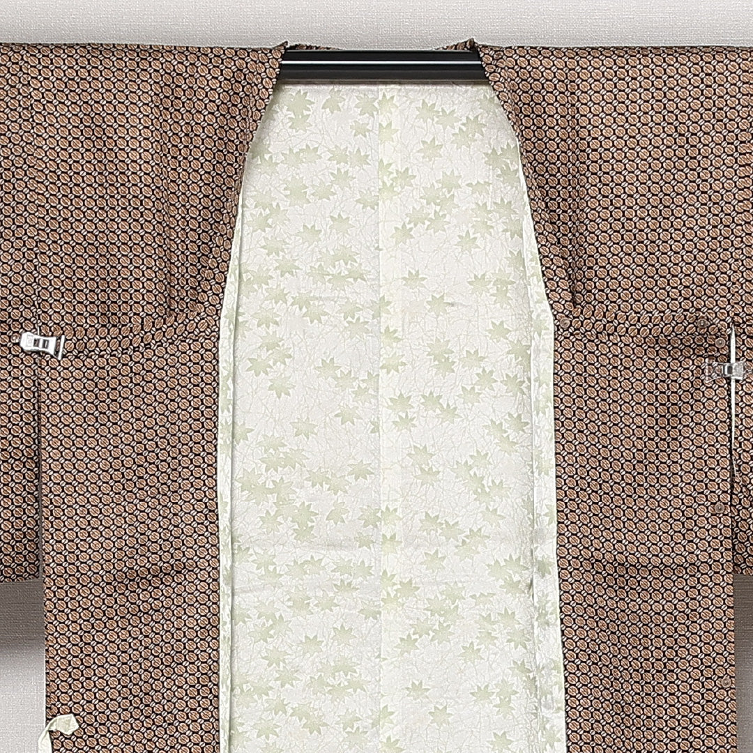 道行コート 袷 身丈88cm 裄丈62cm 正絹 Sランク セミフォーマル Sサイズ ポケットあり コーヒー豆 赤系 RP 1237-13737