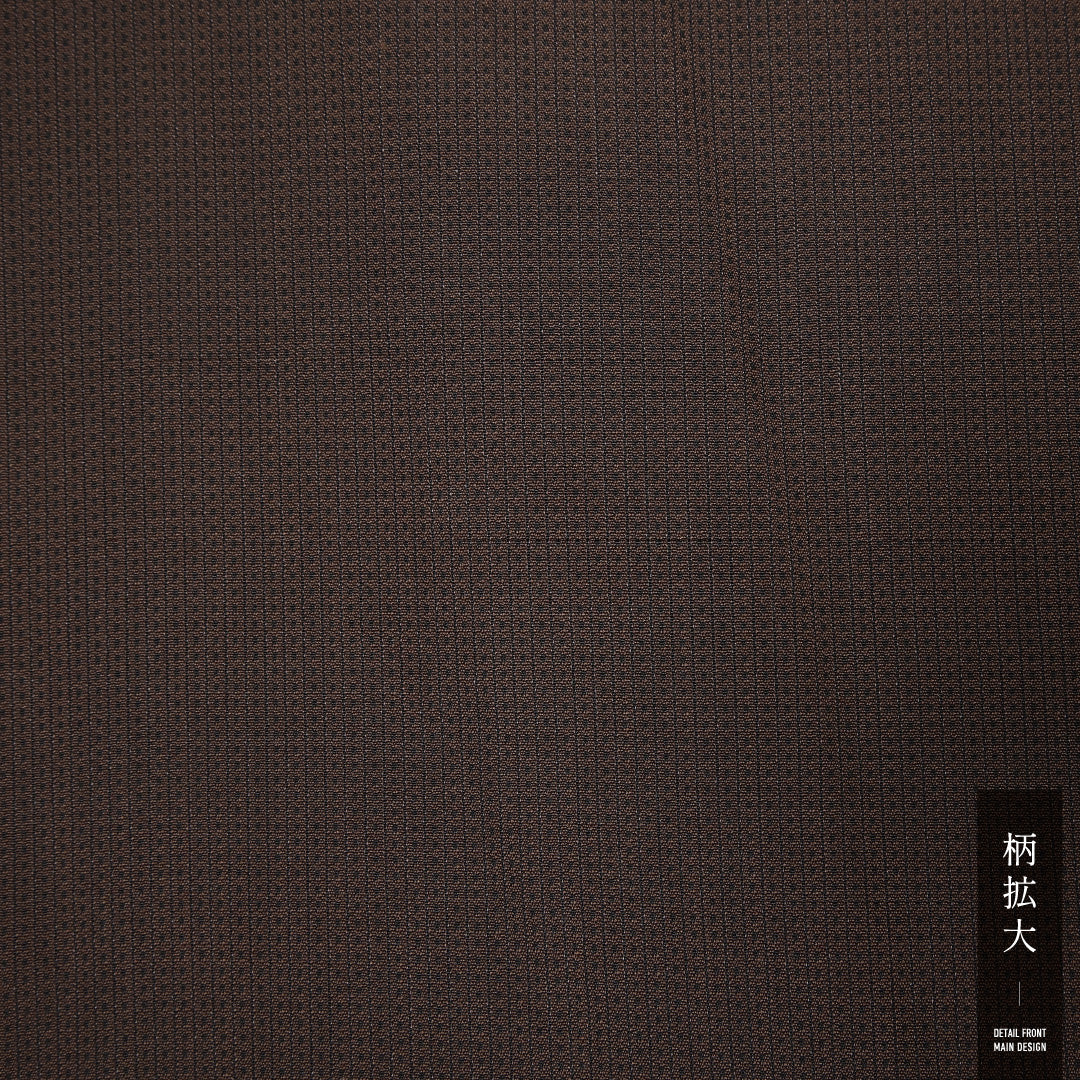 男着物 (本塩沢) 袷 身丈138cm 裄丈64cm 正絹 Aランク カジュアル 棒衿 Sサイズ お召 格子絣 茶系 RP 1224-13100