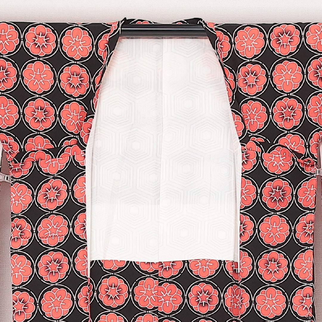 道行コート 袷 身丈89cm 裄丈66cm 正絹 Sランク カジュアル Mサイズ ポケットあり 黒系 RP 1237-13895