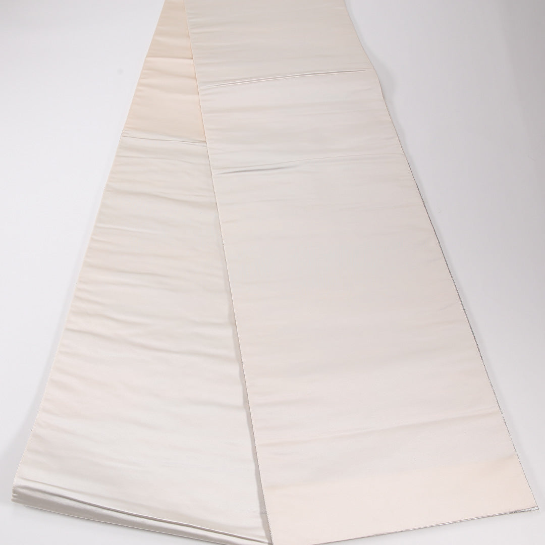 鶴 袋帯 帯丈428cm 正絹 六通 フォーマル 菊 白系 銀系 1243-02635