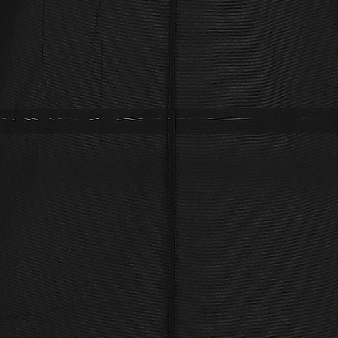 夏物 黒紋付 絽 身丈162cm 裄丈66cm 正絹 Sランク 五つ紋 (丸に立ち沢瀉) 弔事用 広衿 Lサイズ 黒系 RP 1230-06859