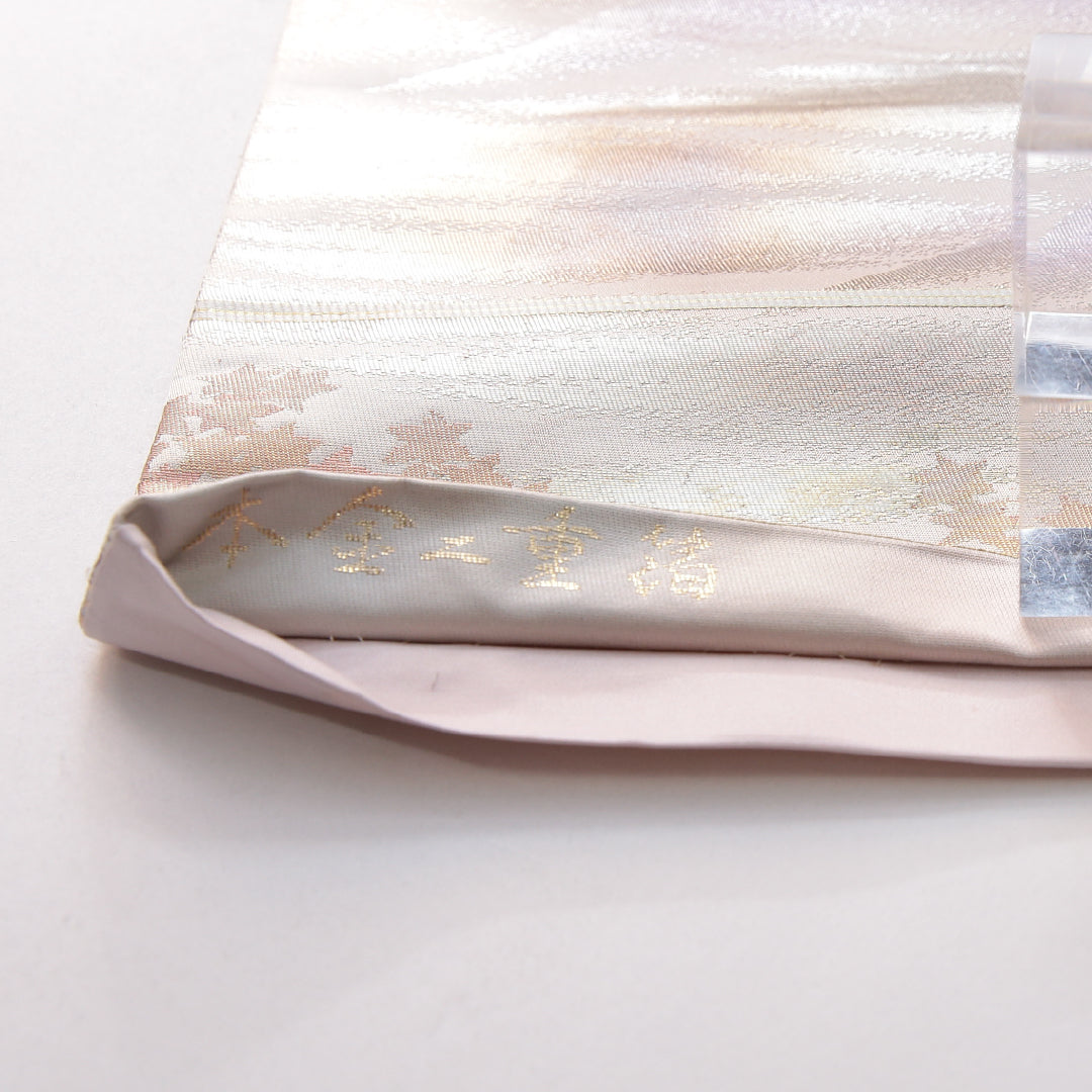 袋帯 帯丈420cm セミフォーマル 六通 Aランク 正絹 山 紫系 1223-02156