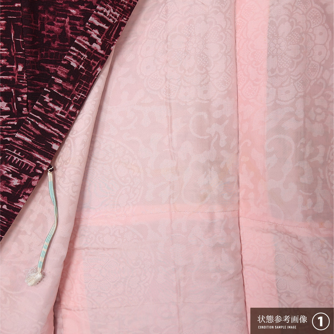 羽織 袷 身丈77cm 裄丈63cm 正絹 Aランク カジュアル Sサイズ 紐あり 創作柄 紫系 RP 1232-12721