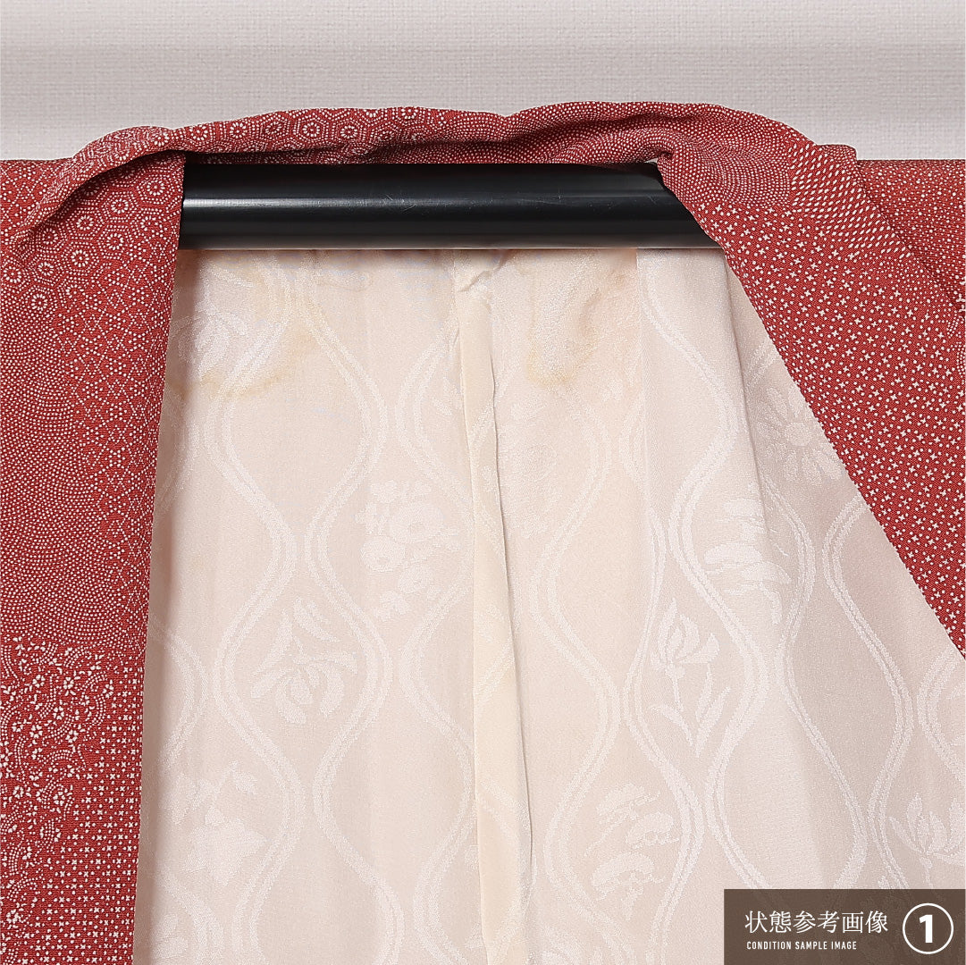 羽織 袷 身丈77cm 裄丈62cm 正絹 Aランク カジュアル Sサイズ 紐あり ピンク系 HP 1232-12811