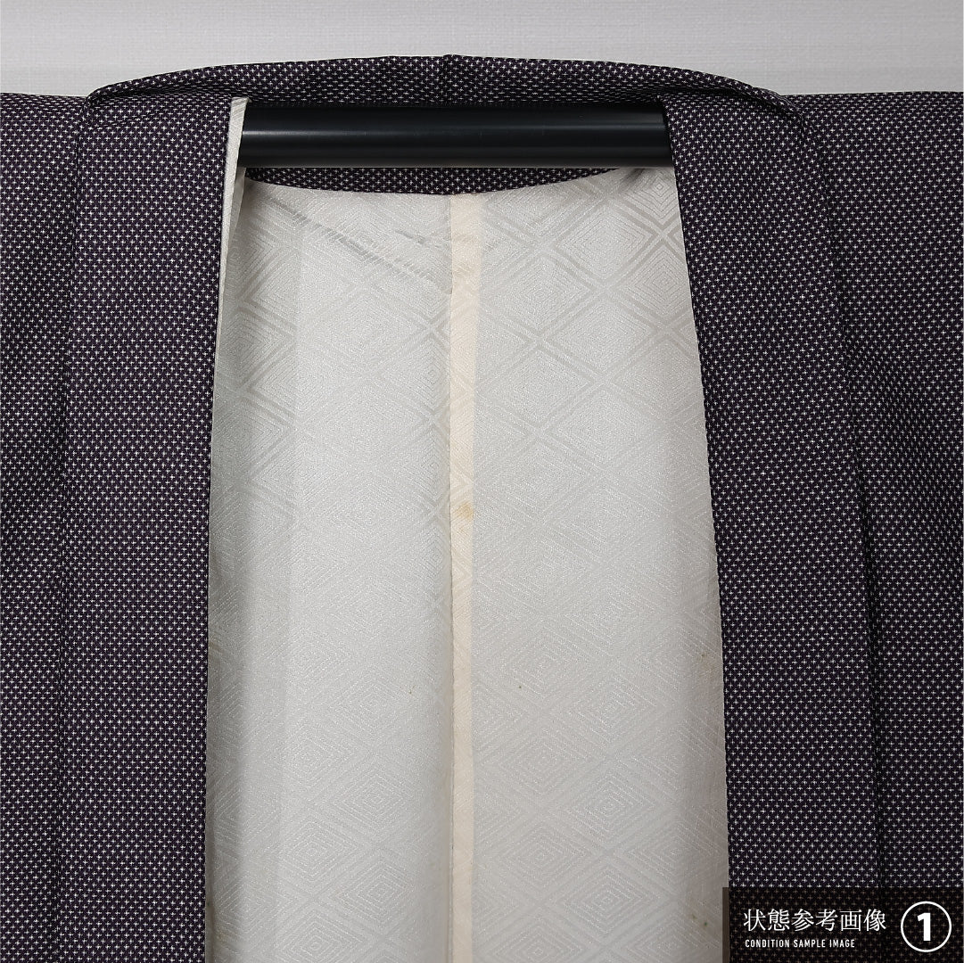 羽織 身丈76cm 裄丈65cm Aランク M ポリエステル 洗える着物 袷 レトロ カジュアル 紫系 1217-12530