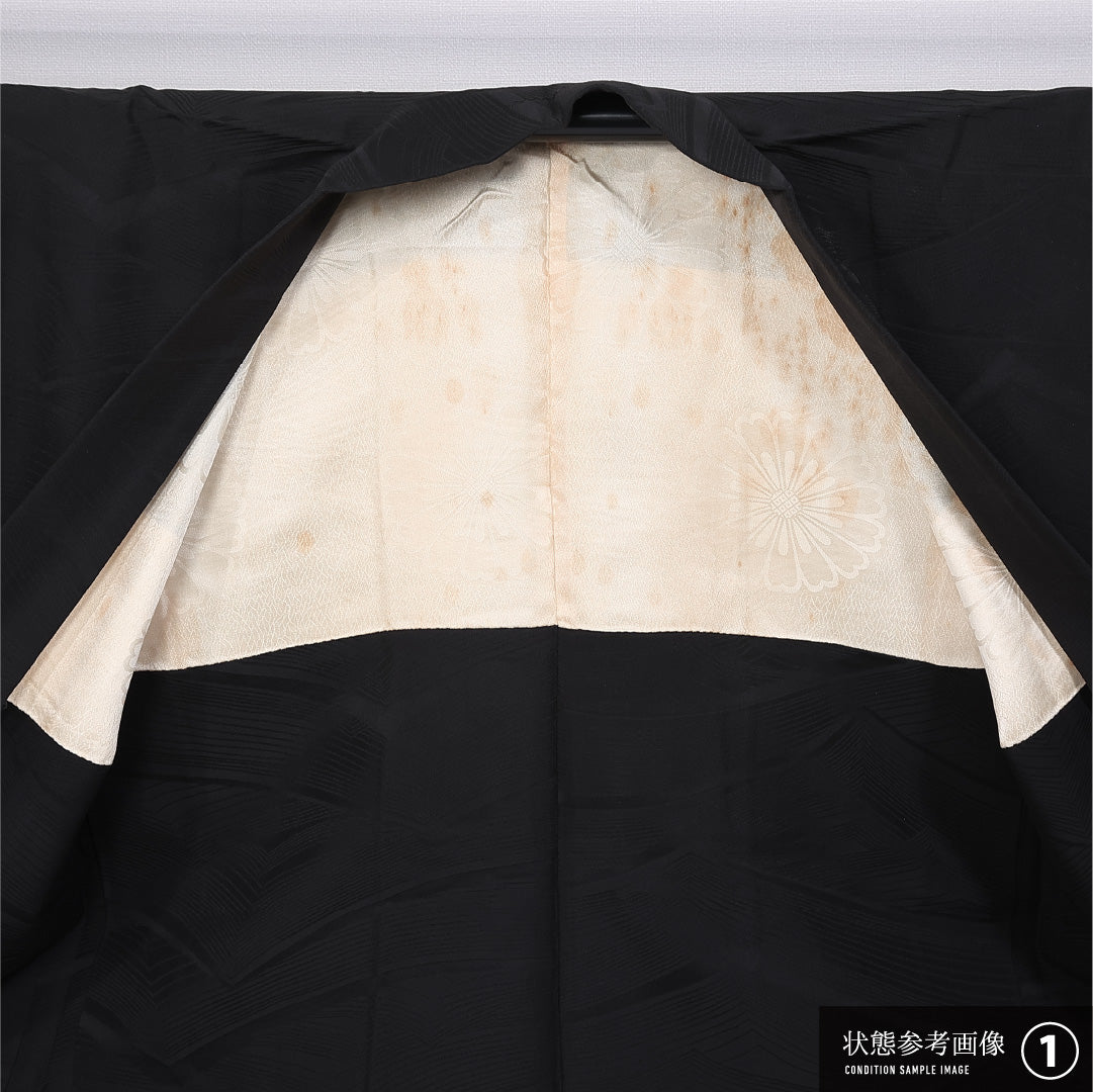 黒羽織 袷 身丈79cm 裄丈62cm 正絹 Aランク インフォーマル Sサイズ 絵羽羽織 茶屋辻 黒系 RP 1233-11168