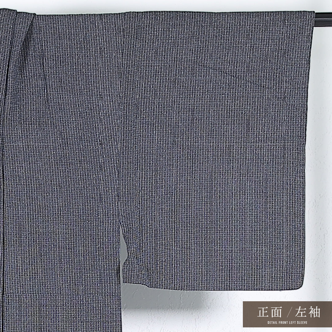 夏物 洗える着物 麻の男着物 身丈130cm 裄丈65cm 麻 Cランク カジュアル 棒衿 Mサイズ 居敷当て 肩当て 抽象柄 グレー系 RP 1224-17370